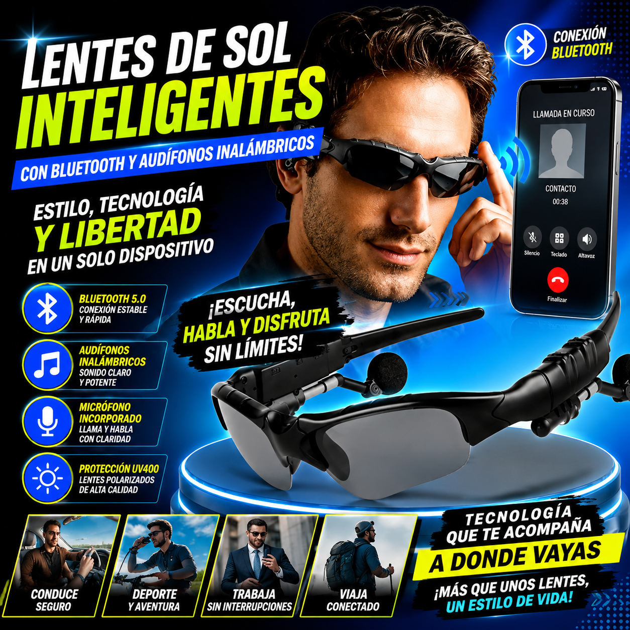 Lentes de Sol Inteligentes con Bluetooth